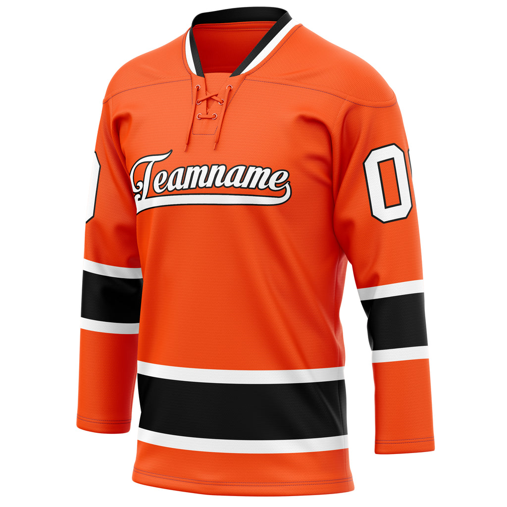 Personalized Orange & Black Solid Colour Hockey Jersey
