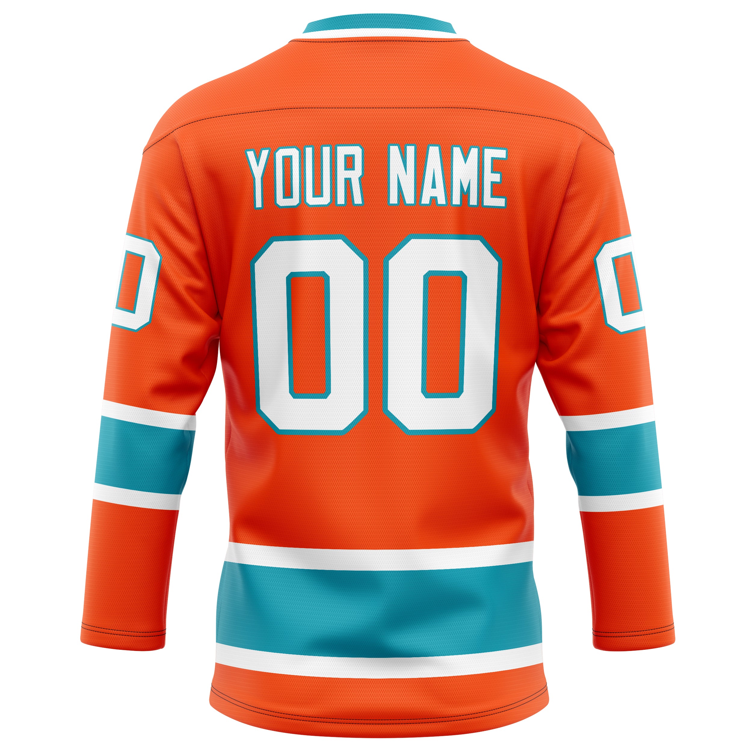 Personalized Orange & Teal Solid Colour Hockey Jersey
