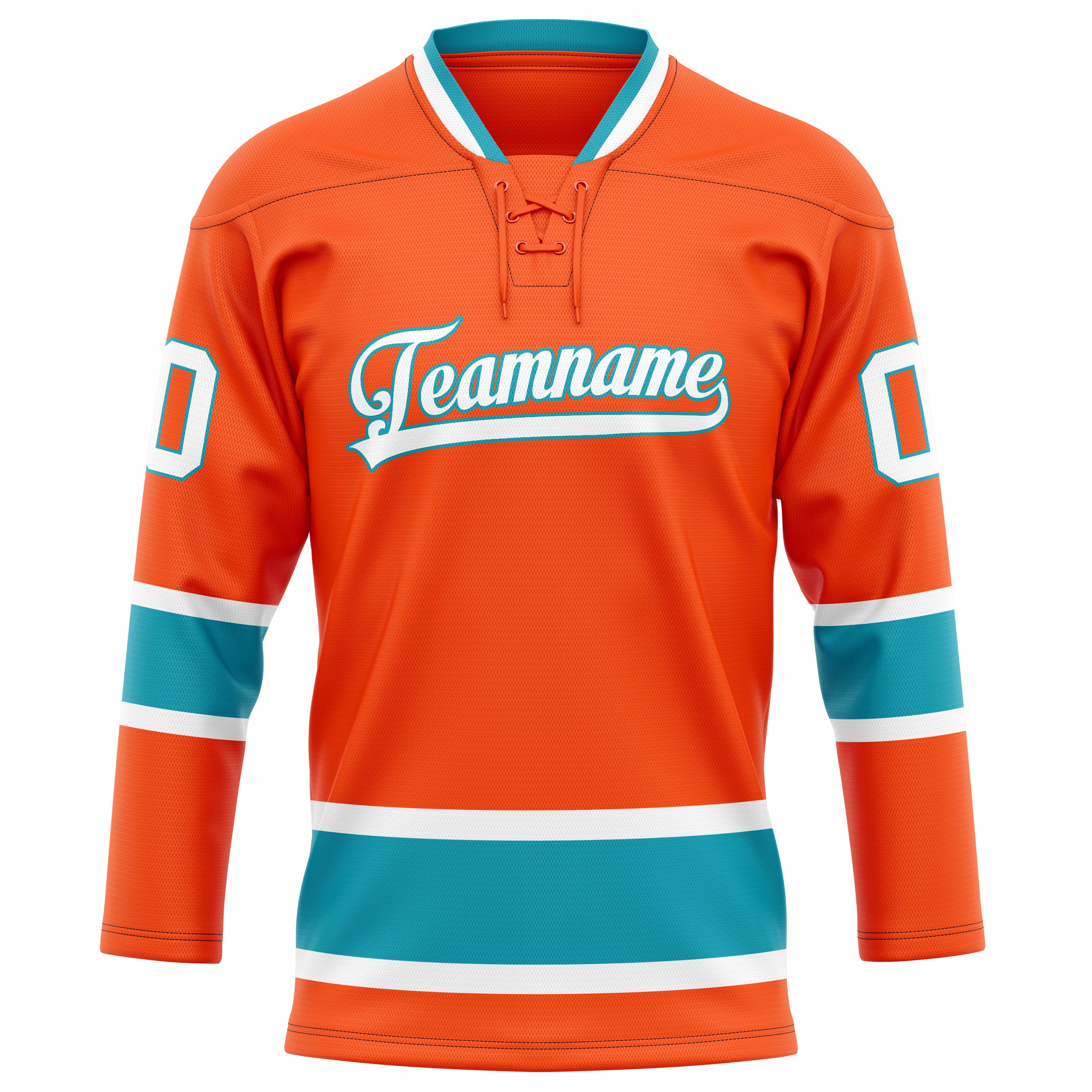 Personalized Orange & Teal Solid Colour Hockey Jersey
