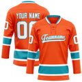 Personalized Orange & Teal Solid Colour Hockey Jersey