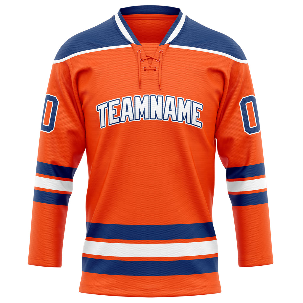 Personalized Orange & Navy Solid Colour Hockey Jersey