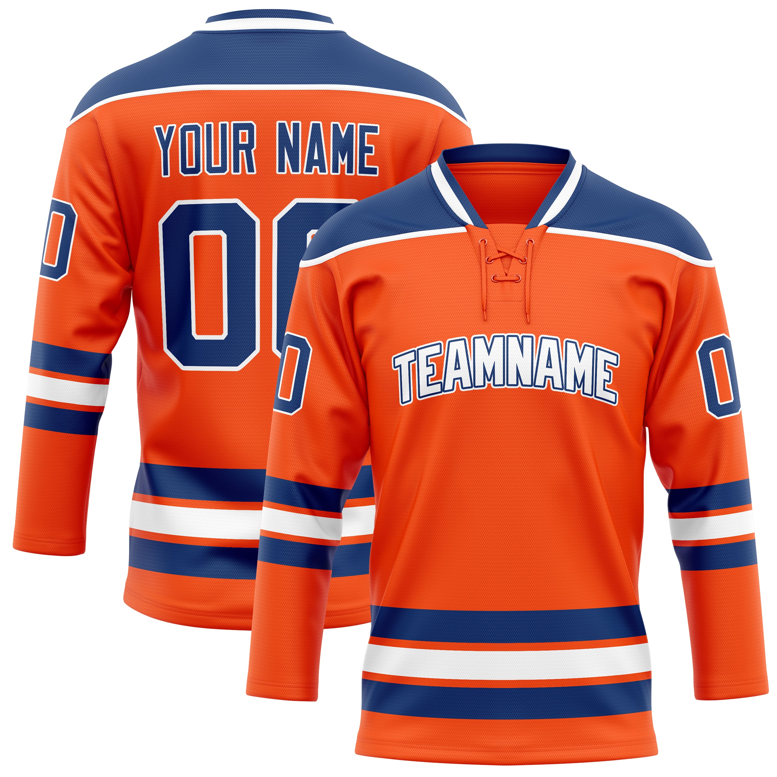 Personalized Orange & Navy Solid Colour Hockey Jersey