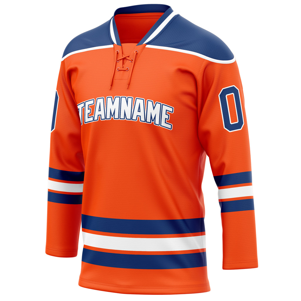 Personalized Orange & Navy Solid Colour Hockey Jersey