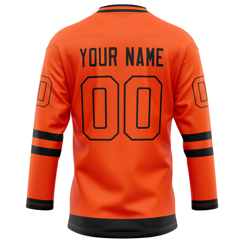 Personalized Orange & Black Solid Colour Hockey Jersey