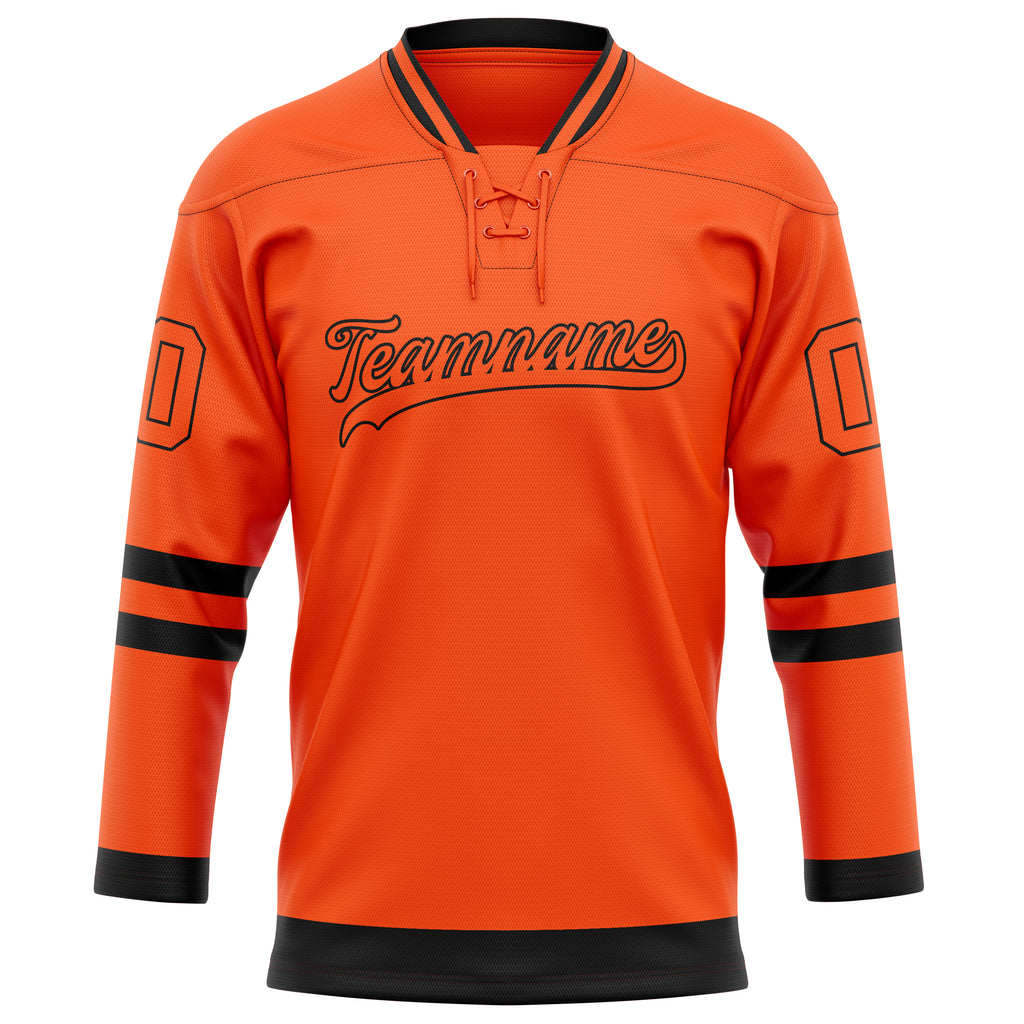 Personalized Orange & Black Solid Colour Hockey Jersey
