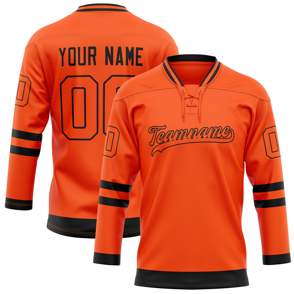Personalized Orange & Black Solid Colour Hockey Jersey