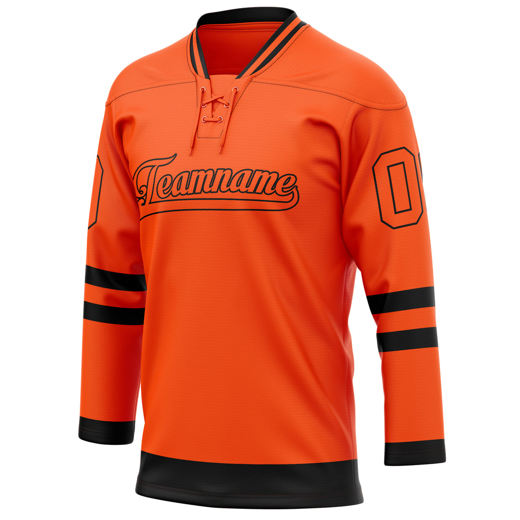 Personalized Orange & Black Solid Colour Hockey Jersey