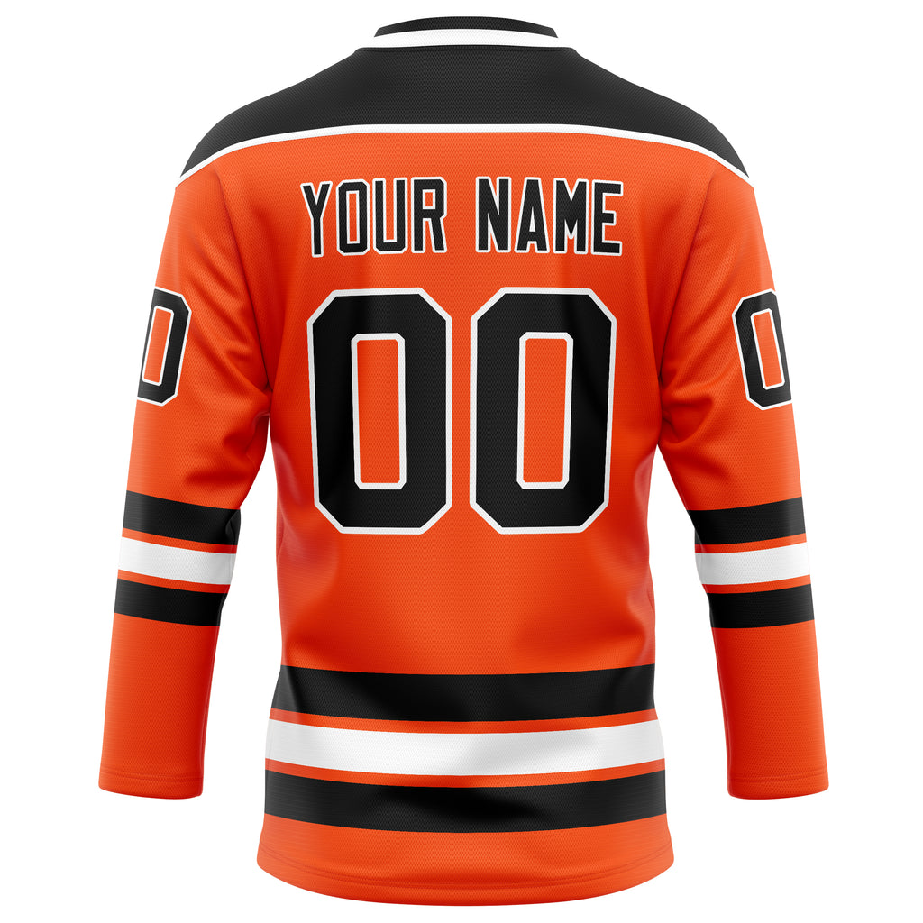 Personalized Orange & Black Solid Colour Hockey Jersey