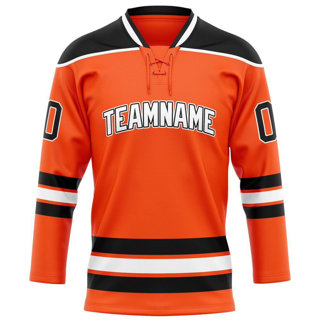 Personalized Orange & Black Solid Colour Hockey Jersey