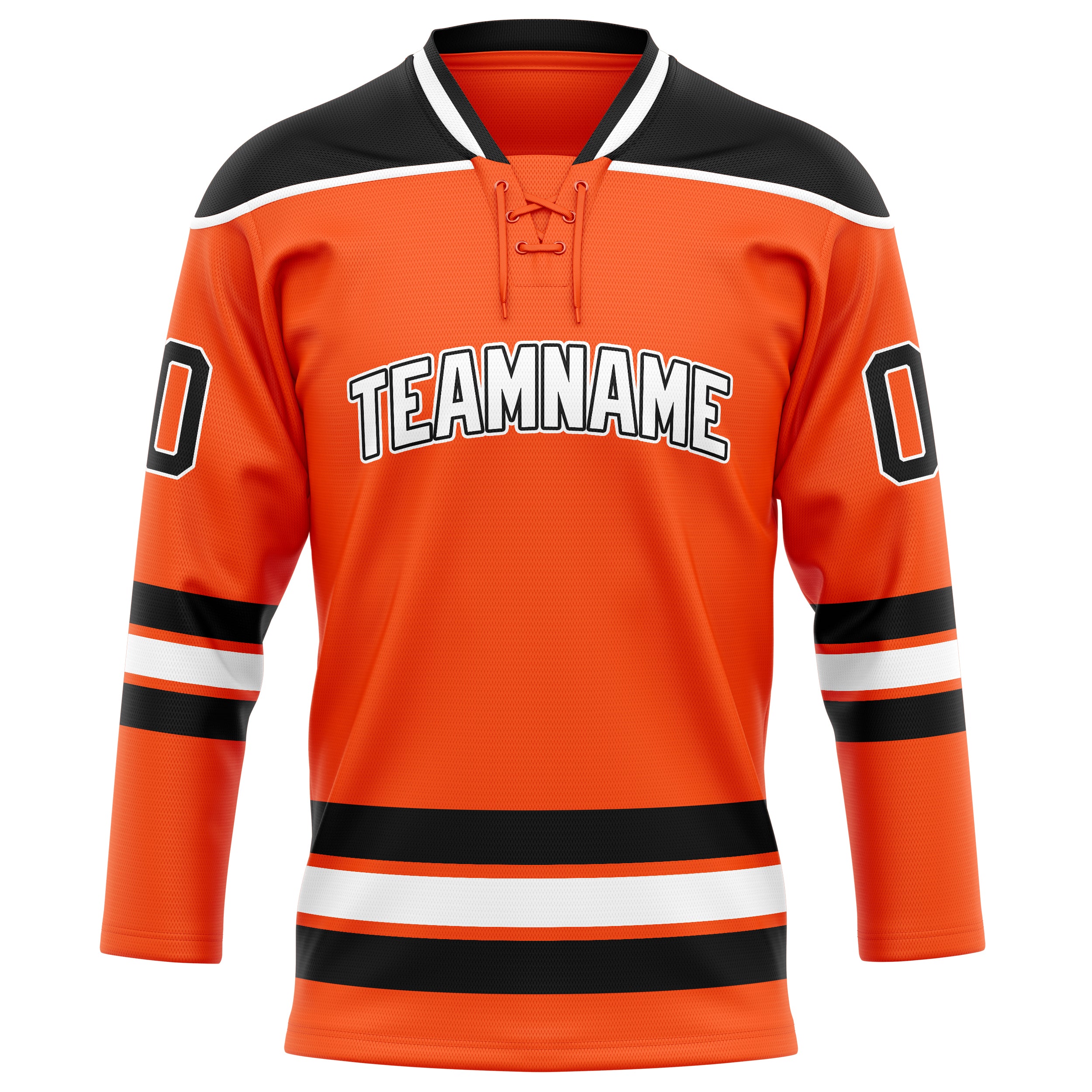 Personalized Orange & Black Solid Colour Hockey Jersey
