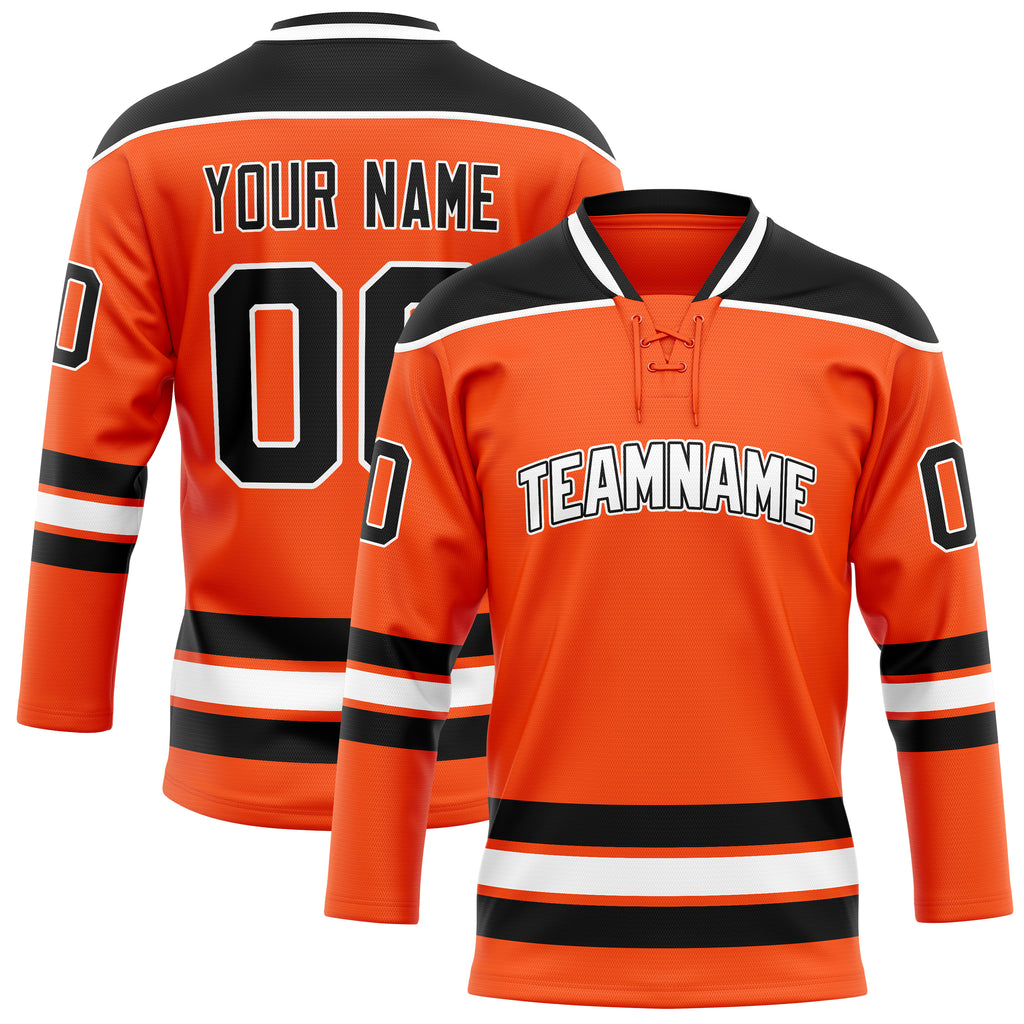 Personalized Orange & Black Solid Colour Hockey Jersey