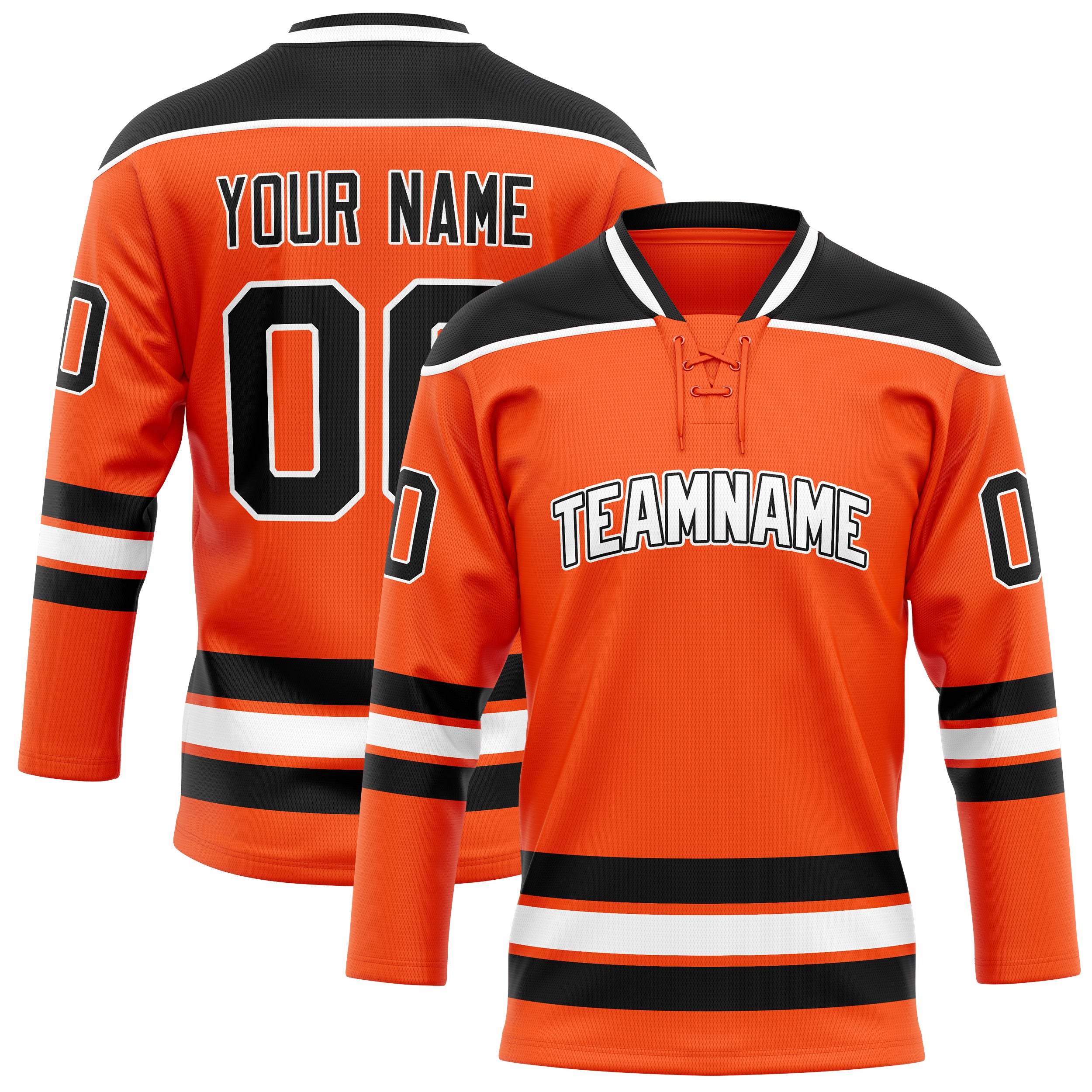 Personalized Orange & Black Solid Colour Hockey Jersey