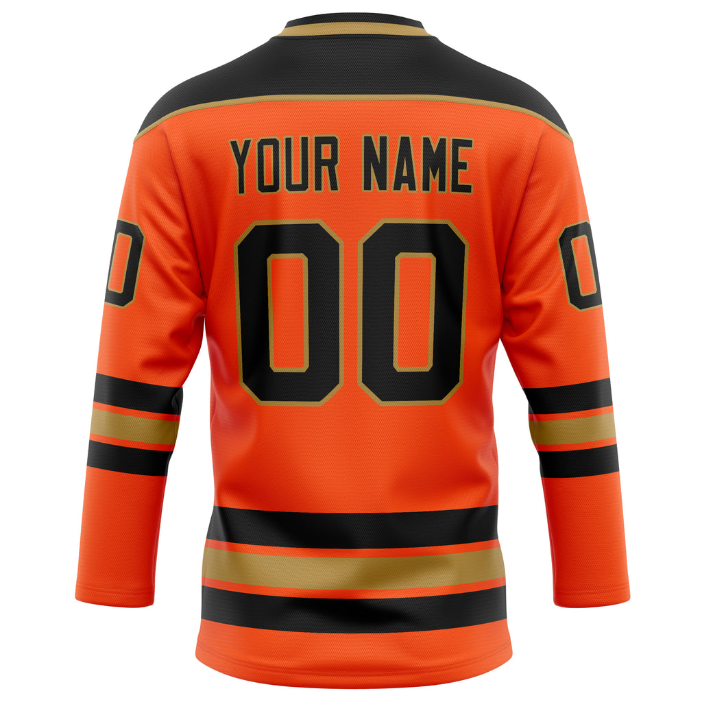 Personalized Orange & Black Solid Colour Hockey Jersey