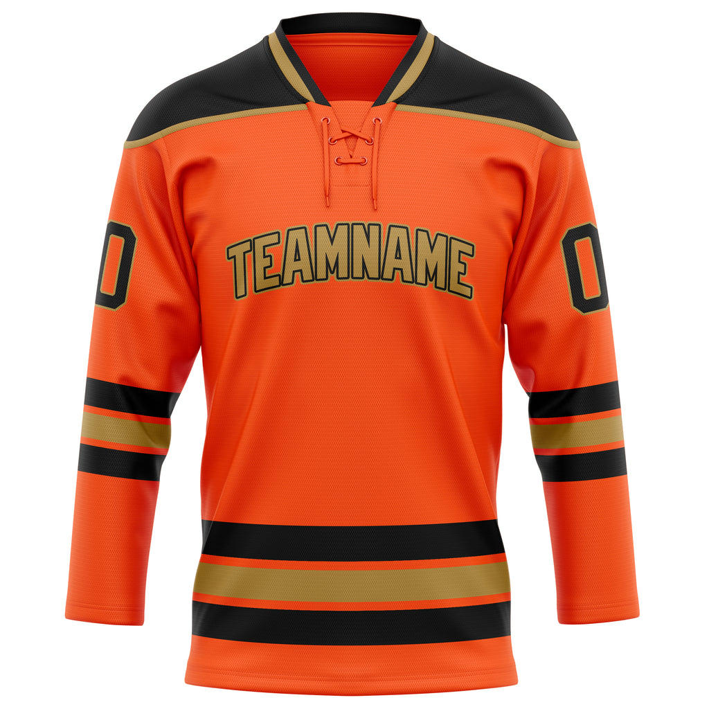 Personalized Orange & Black Solid Colour Hockey Jersey