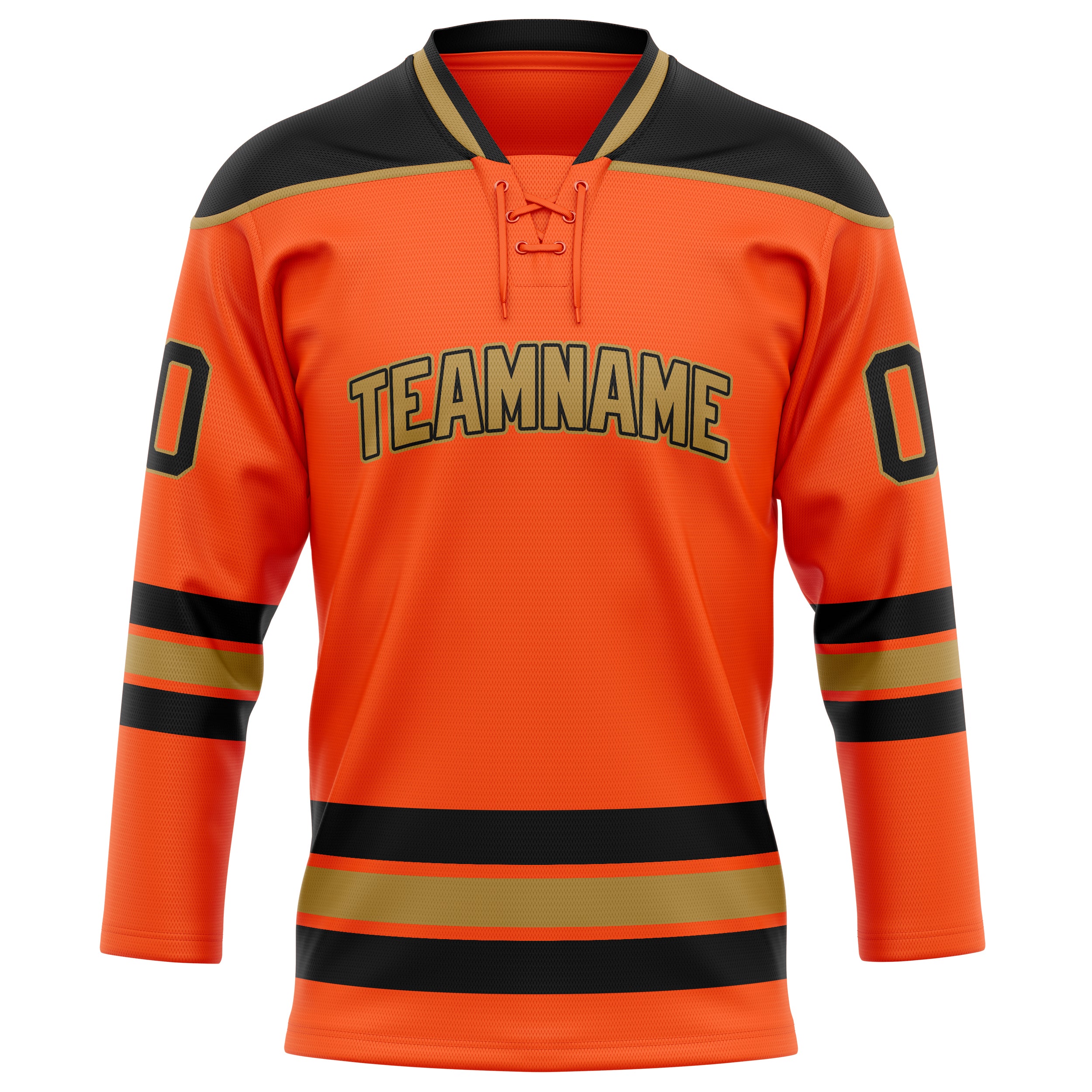 Personalized Orange & Black Solid Colour Hockey Jersey