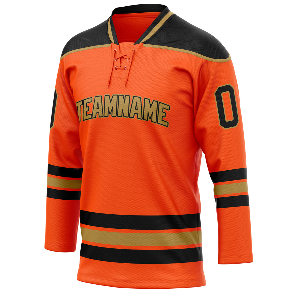 Personalized Orange & Black Solid Colour Hockey Jersey