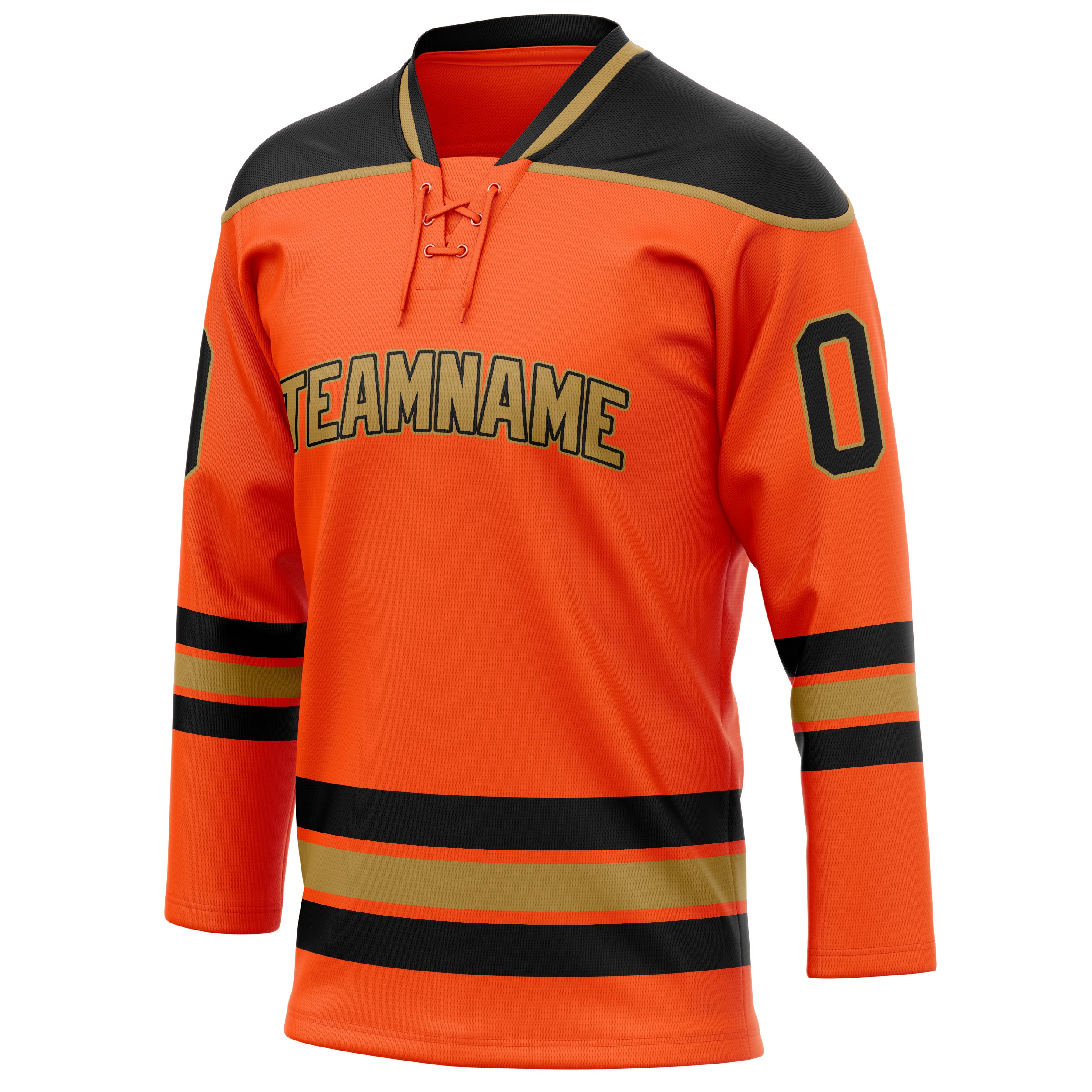 Personalized Orange & Black Solid Colour Hockey Jersey
