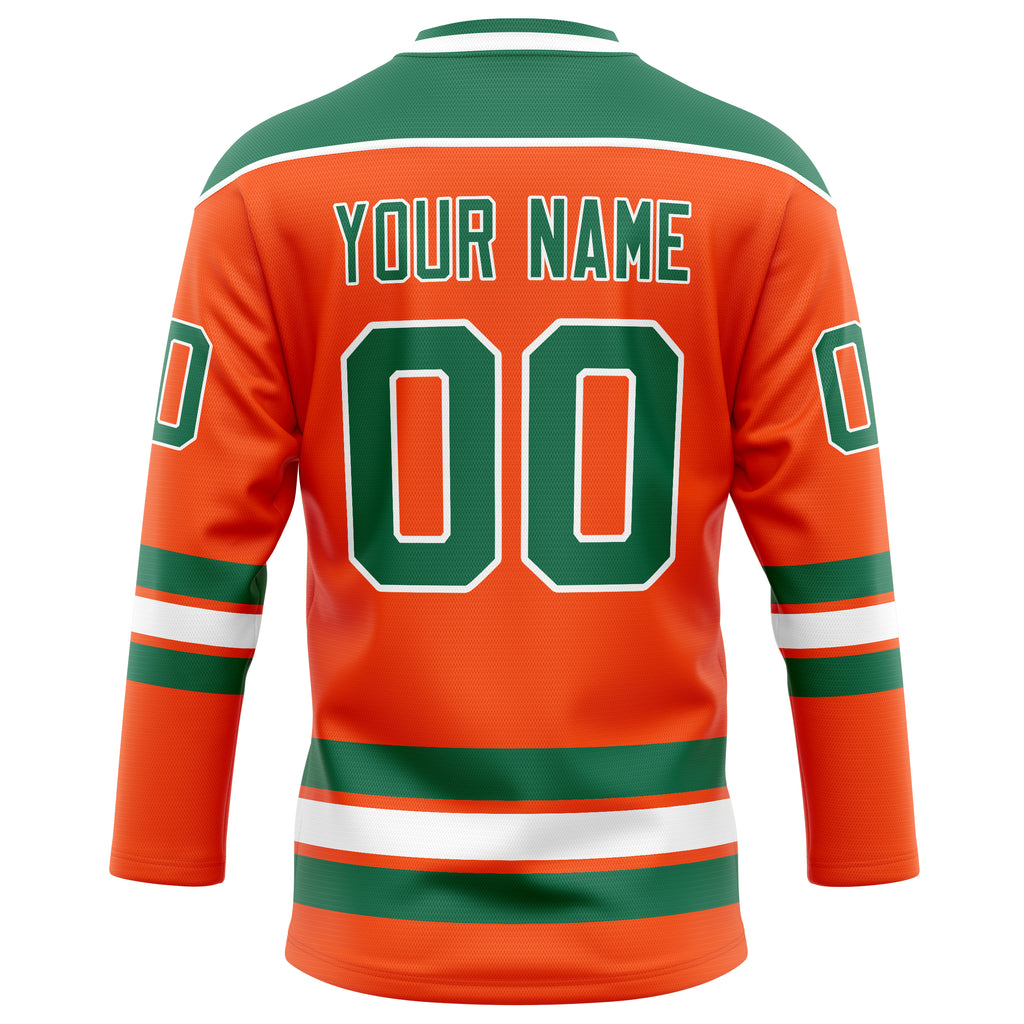 Personalized Orange & Kelly Green Solid Colour Hockey Jersey