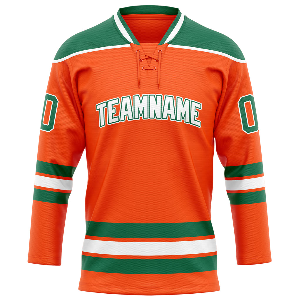 Personalized Orange & Kelly Green Solid Colour Hockey Jersey