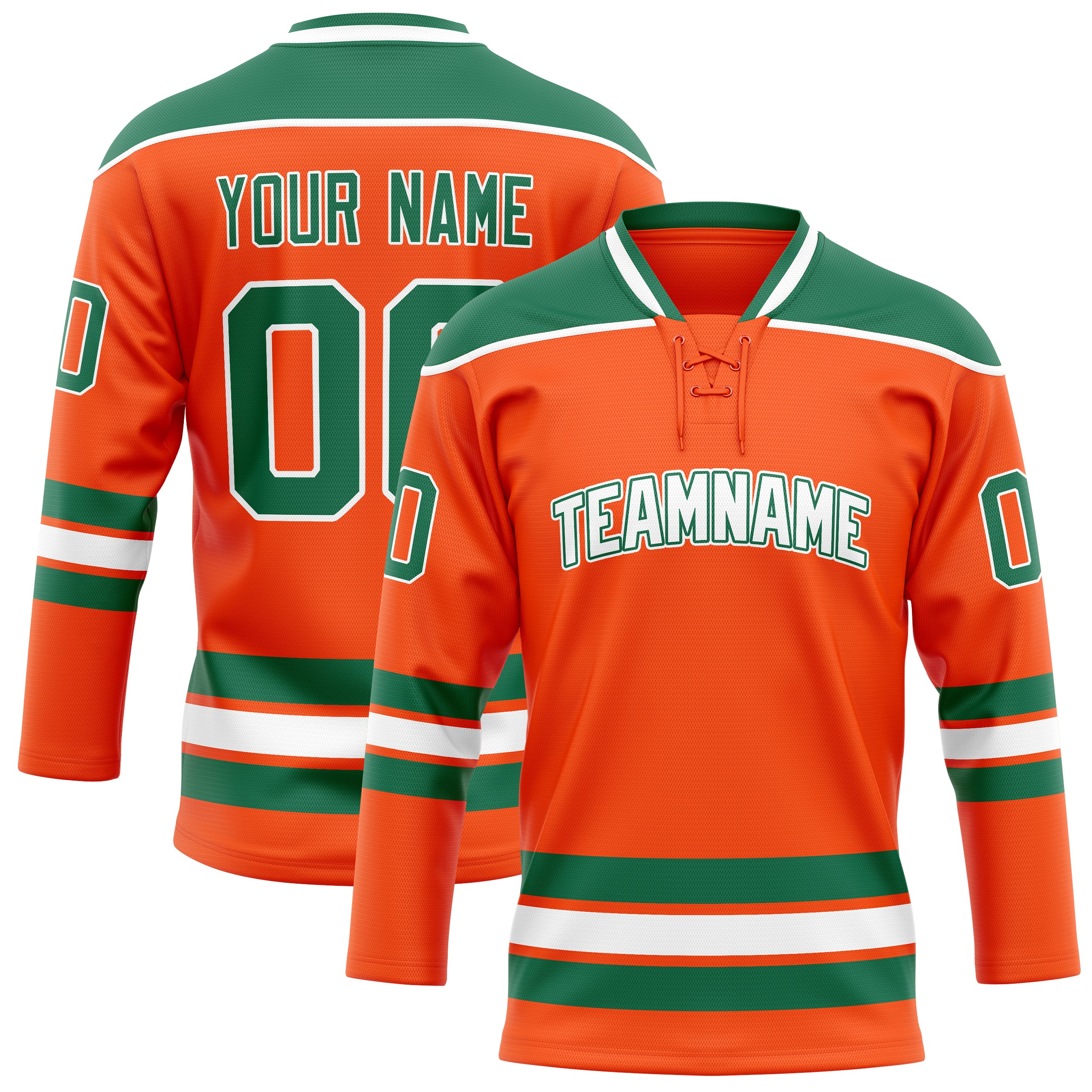 Personalized Orange & Kelly Green Solid Colour Hockey Jersey