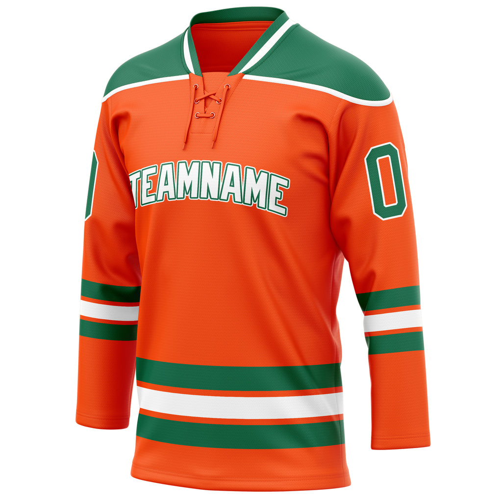 Personalized Orange & Kelly Green Solid Colour Hockey Jersey