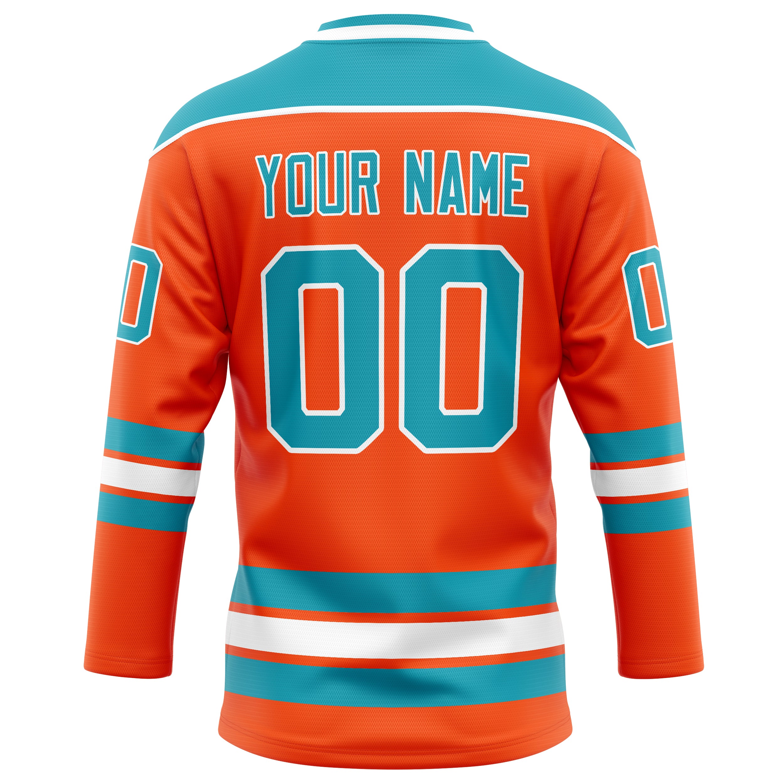 Personalized Orange & Teal Solid Colour Hockey Jersey