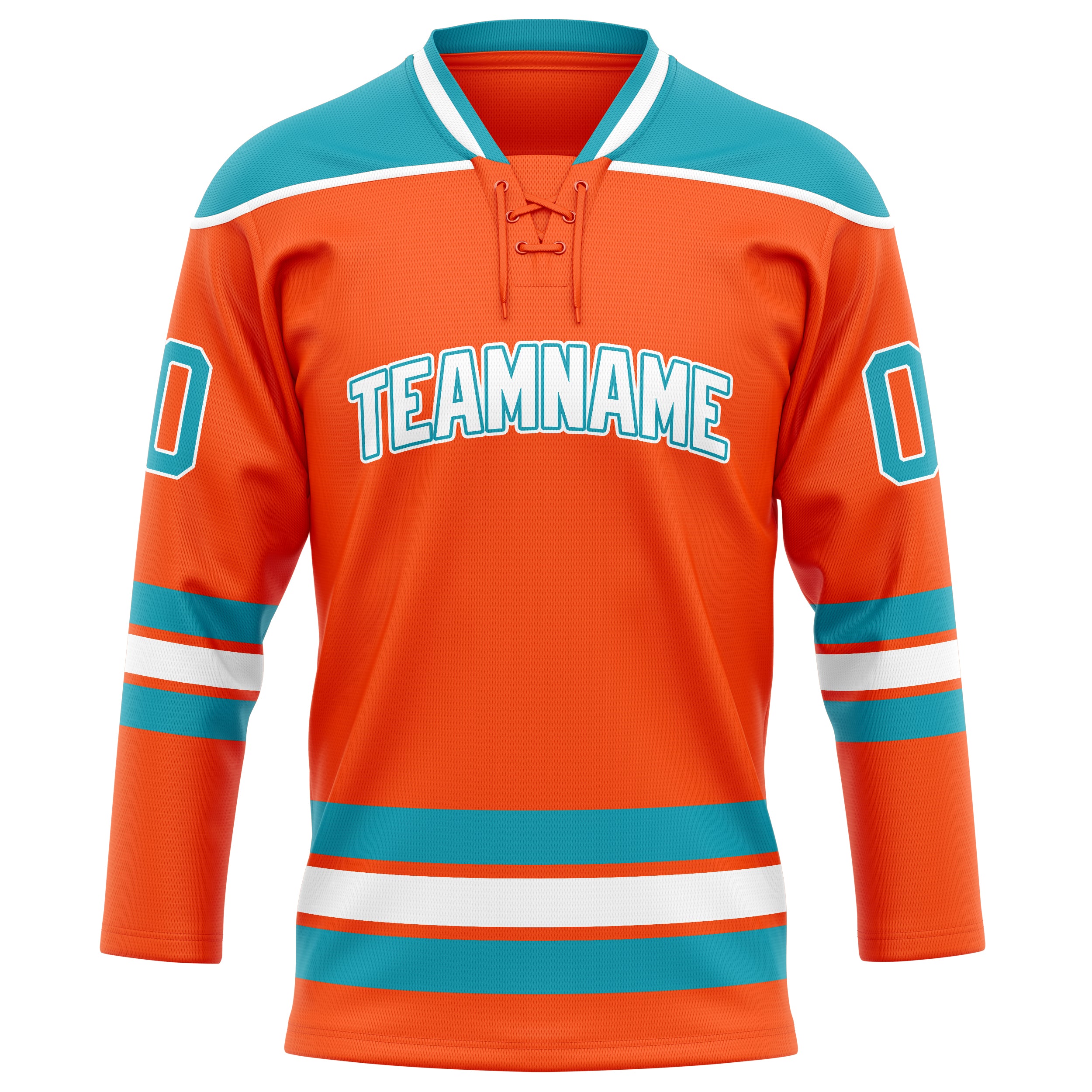 Personalized Orange & Teal Solid Colour Hockey Jersey