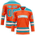 Personalized Orange & Teal Solid Colour Hockey Jersey