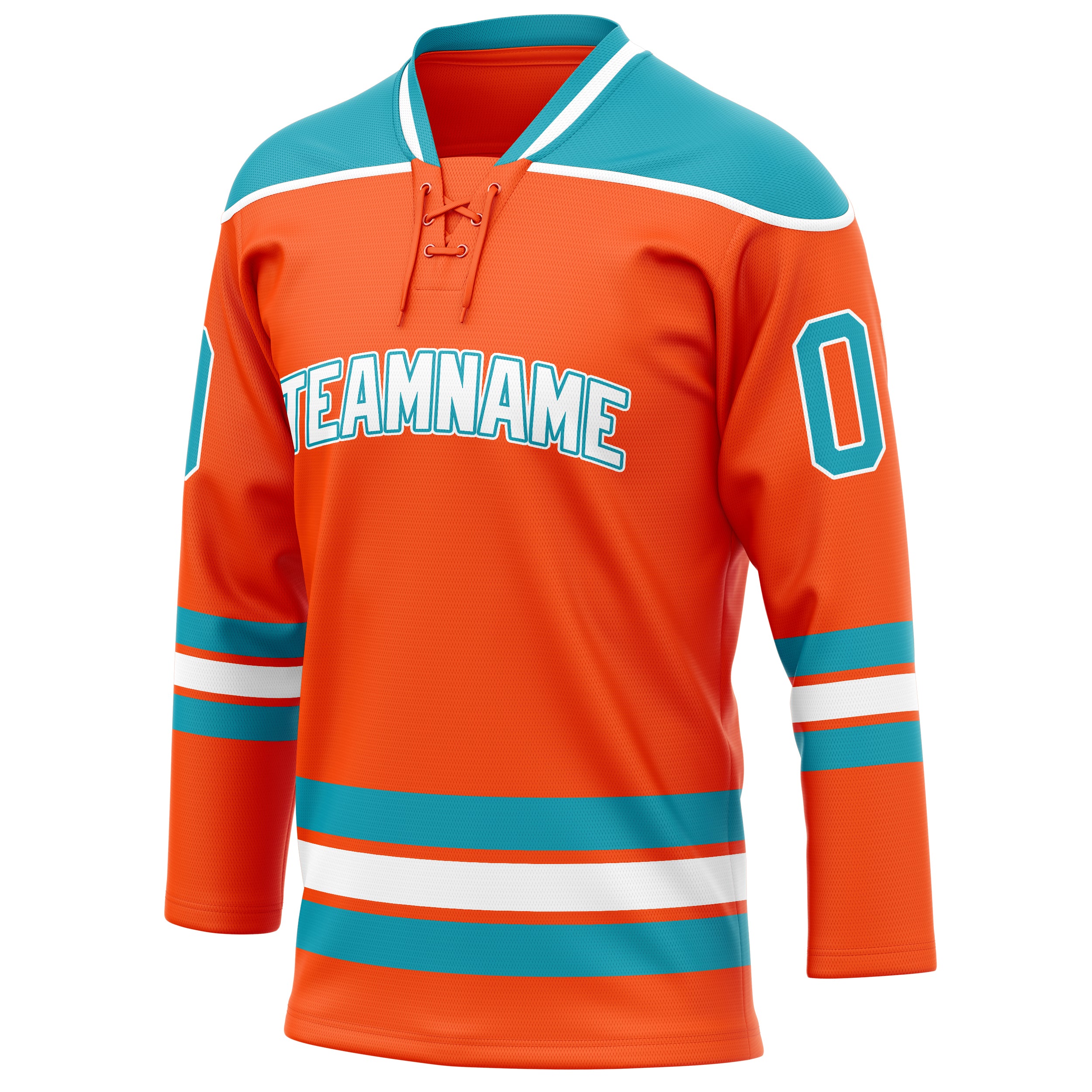Personalized Orange & Teal Solid Colour Hockey Jersey