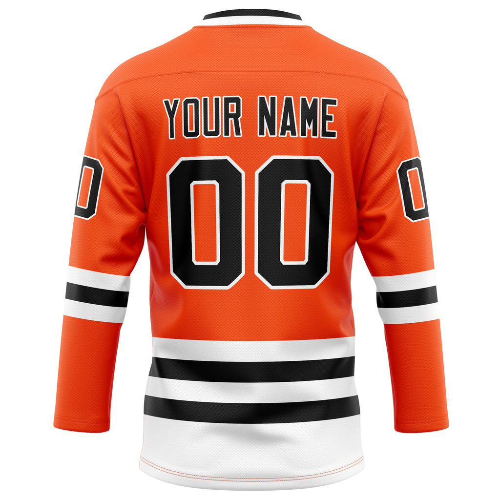 Personalized Orange & Black Solid Colour Hockey Jersey