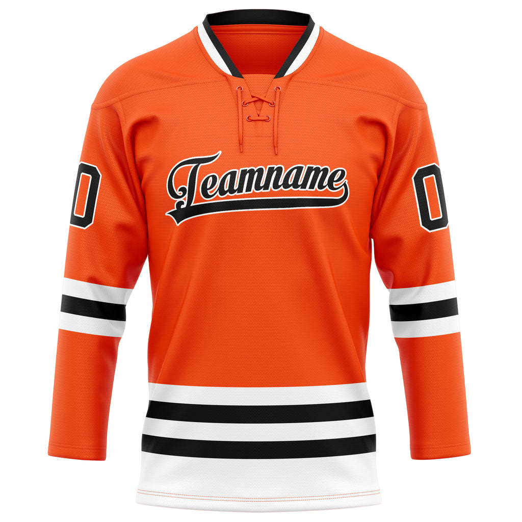Personalized Orange & Black Solid Colour Hockey Jersey