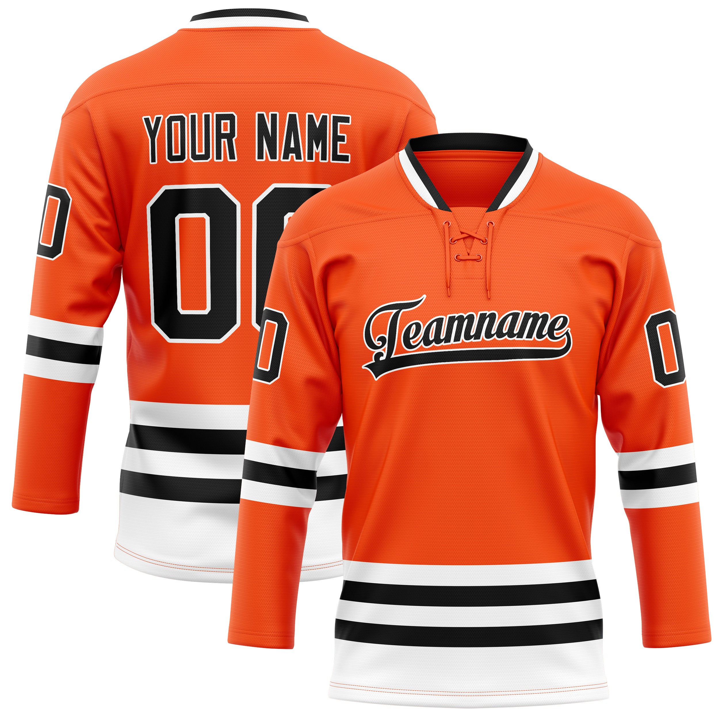Personalized Orange & Black Solid Colour Hockey Jersey