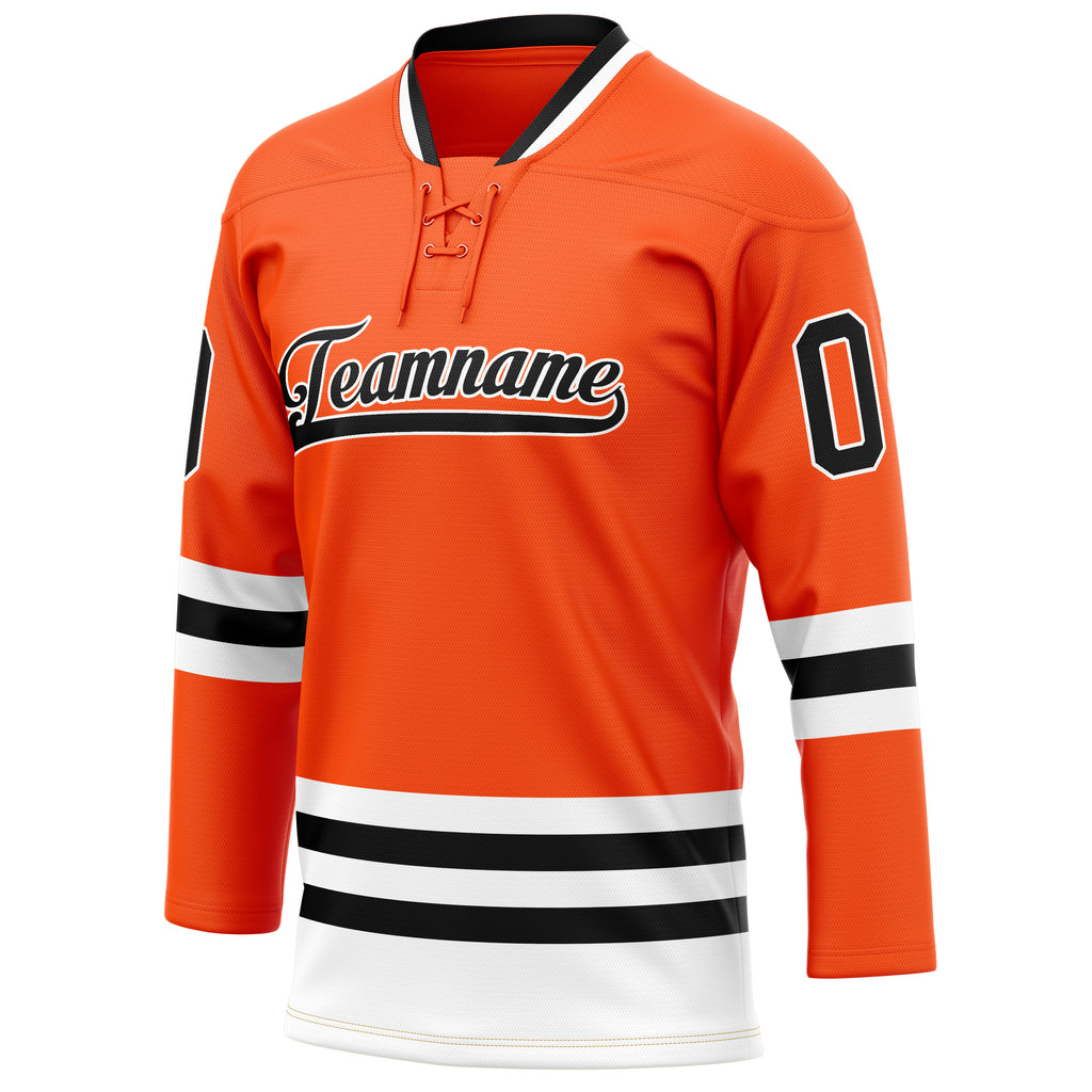 Personalized Orange & Black Solid Colour Hockey Jersey