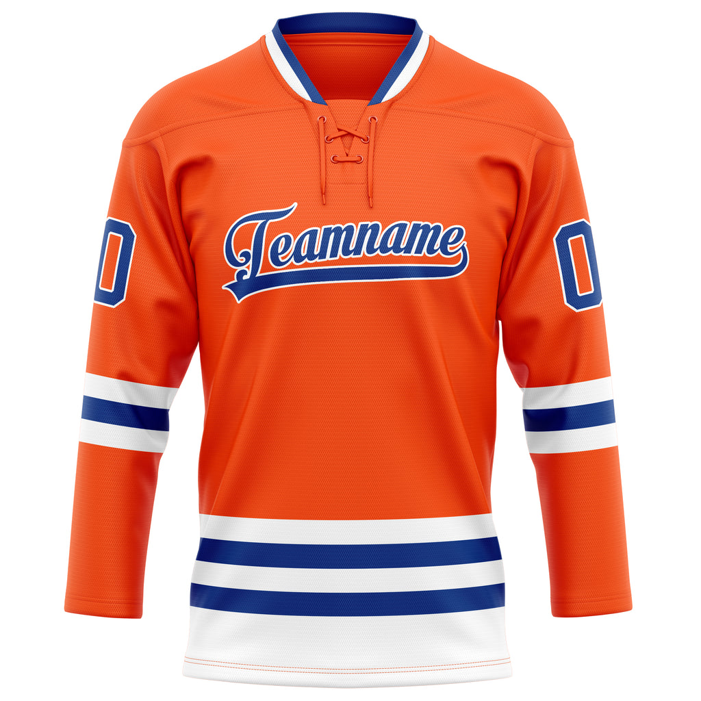 Personalized Orange & Royal Solid Colour Hockey Jersey