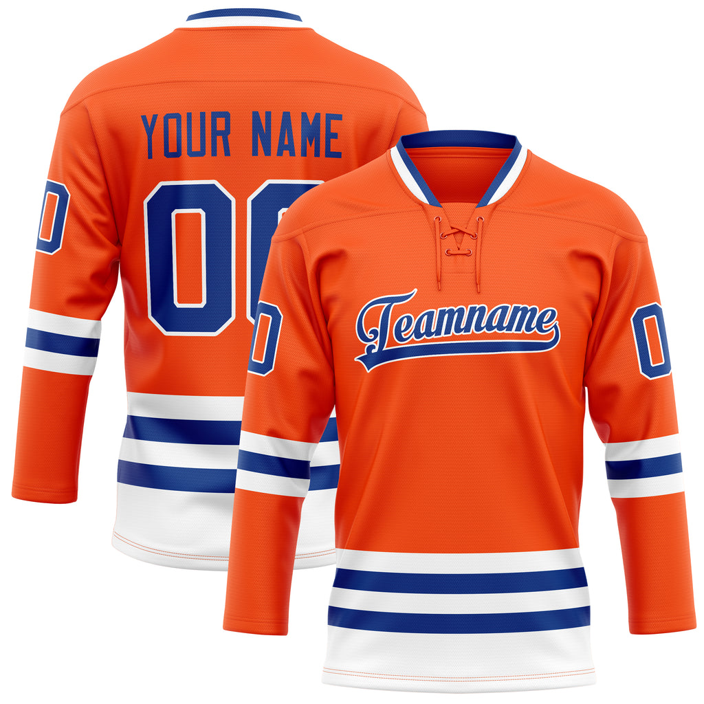Personalized Orange & Royal Solid Colour Hockey Jersey
