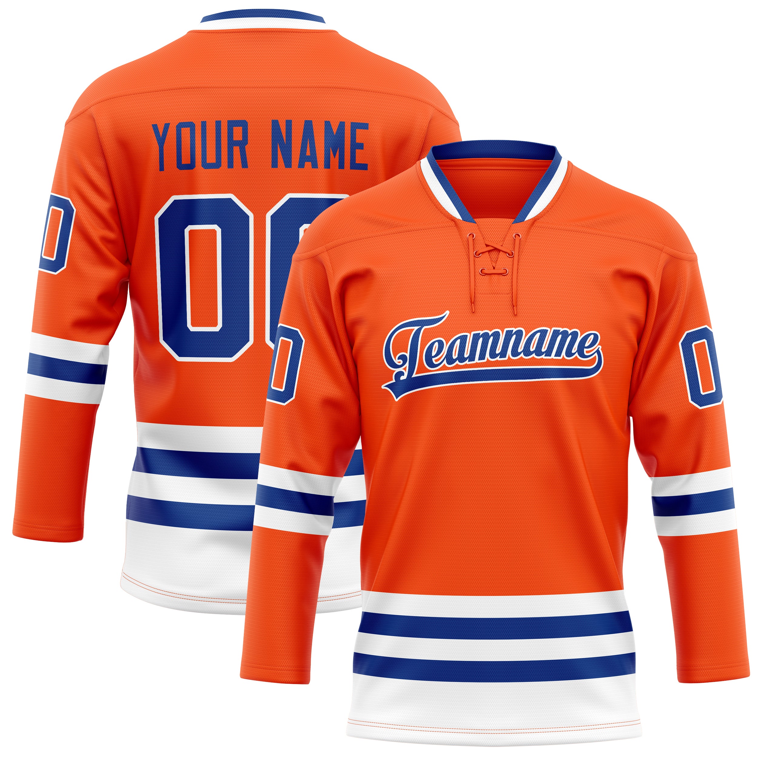 Personalized Orange & Royal Solid Colour Hockey Jersey