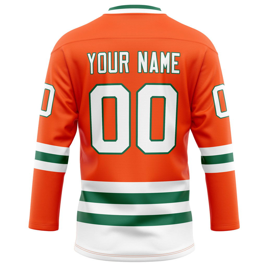 Personalized Orange & Kelly Green Solid Colour Hockey Jersey
