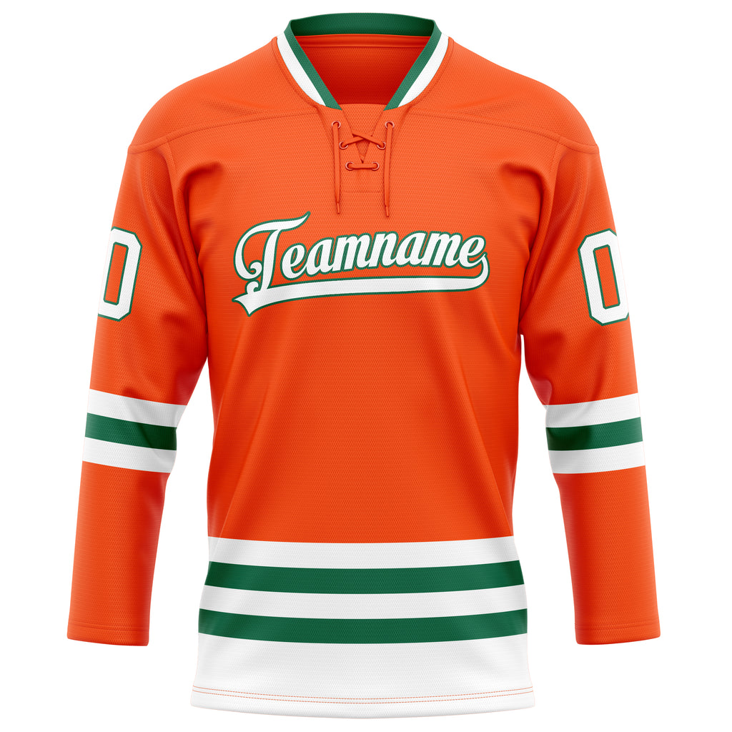 Personalized Orange & Kelly Green Solid Colour Hockey Jersey