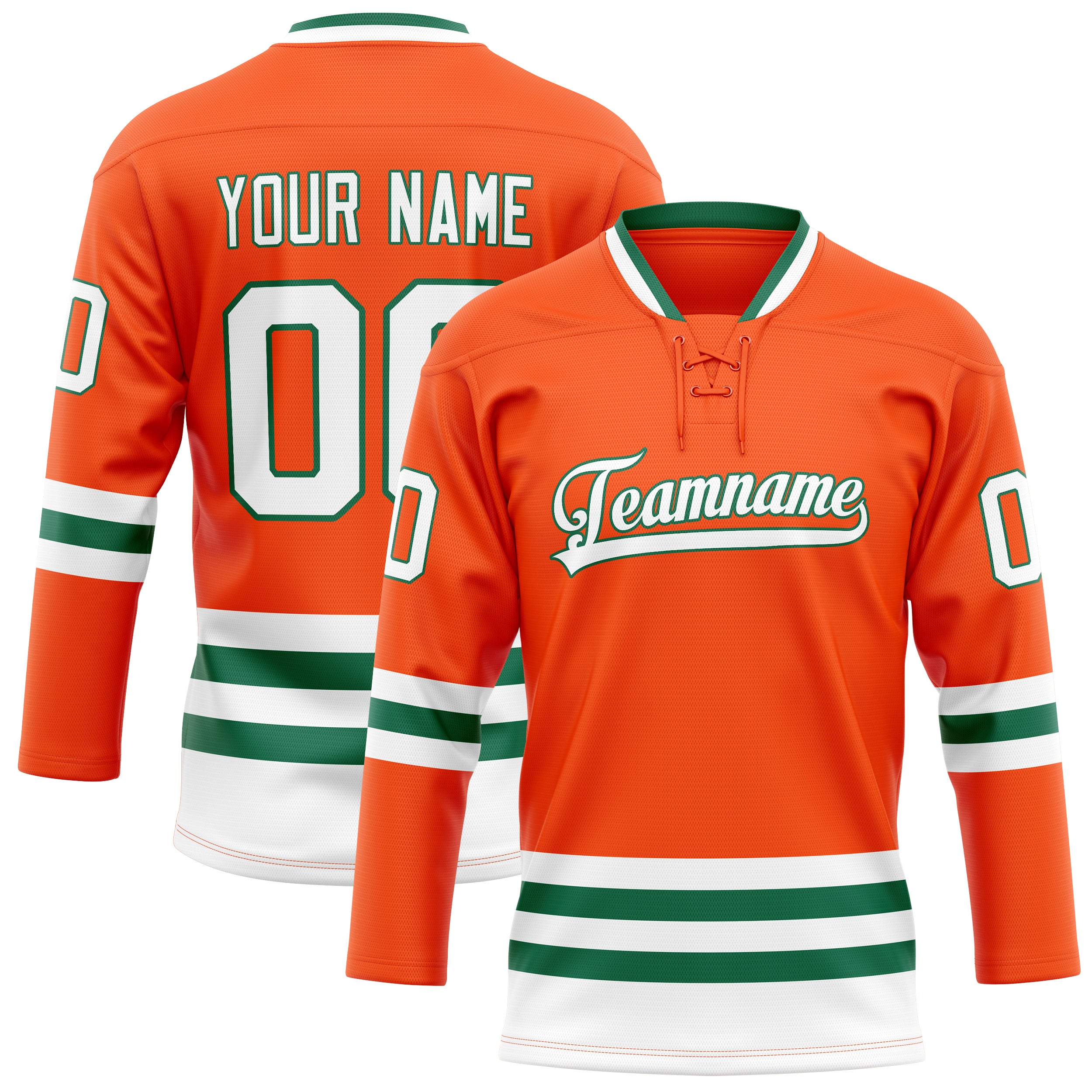 Personalized Orange & Kelly Green Solid Colour Hockey Jersey