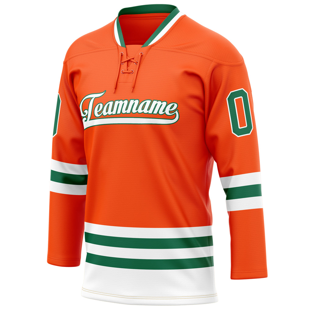 Personalized Orange & Kelly Green Solid Colour Hockey Jersey