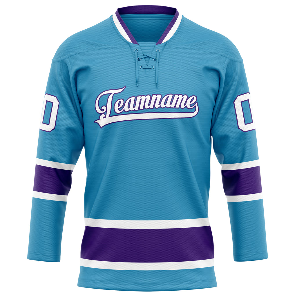 Personalized Panther & Blue Purple Solid Colour Hockey Jersey