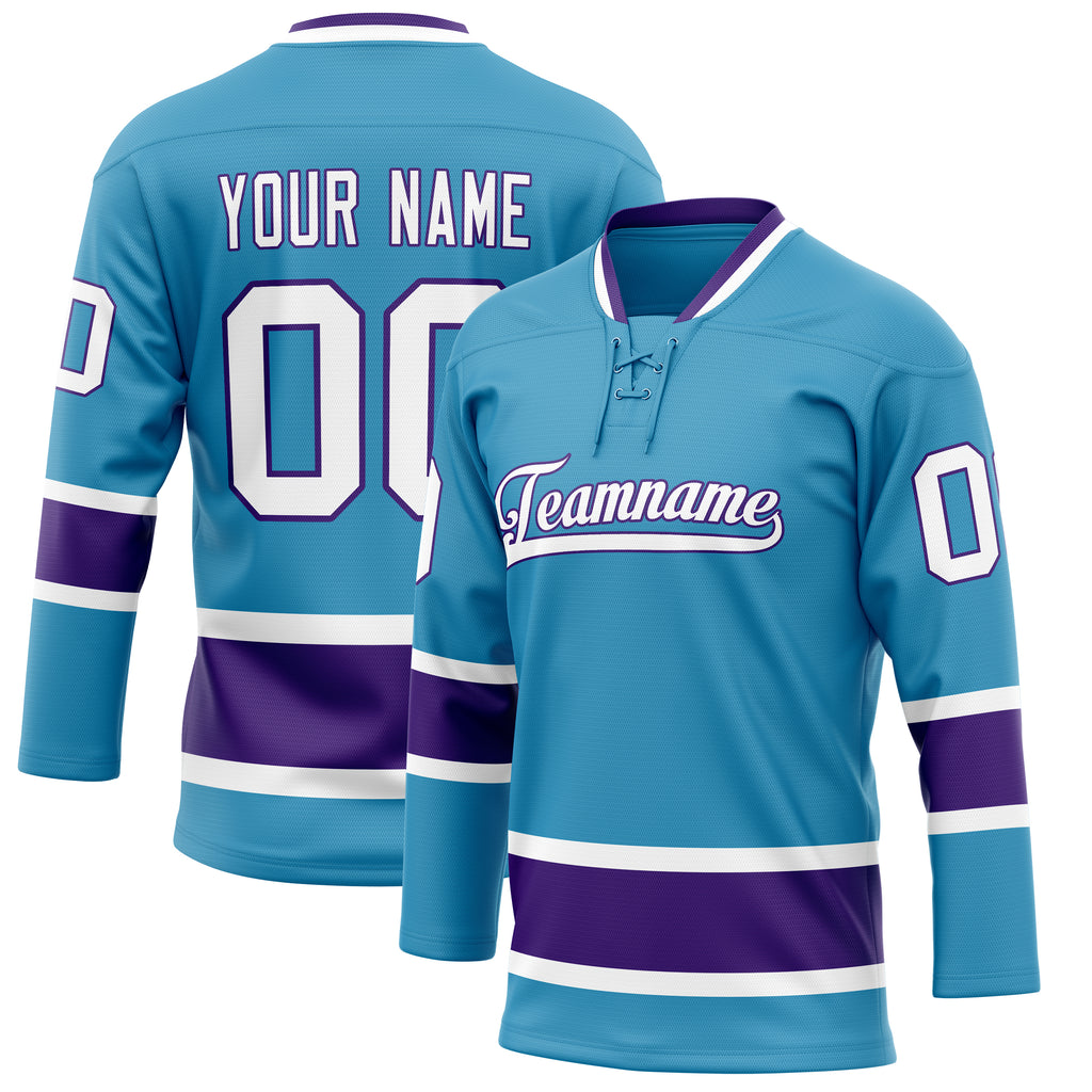 Personalized Panther & Blue Purple Solid Colour Hockey Jersey