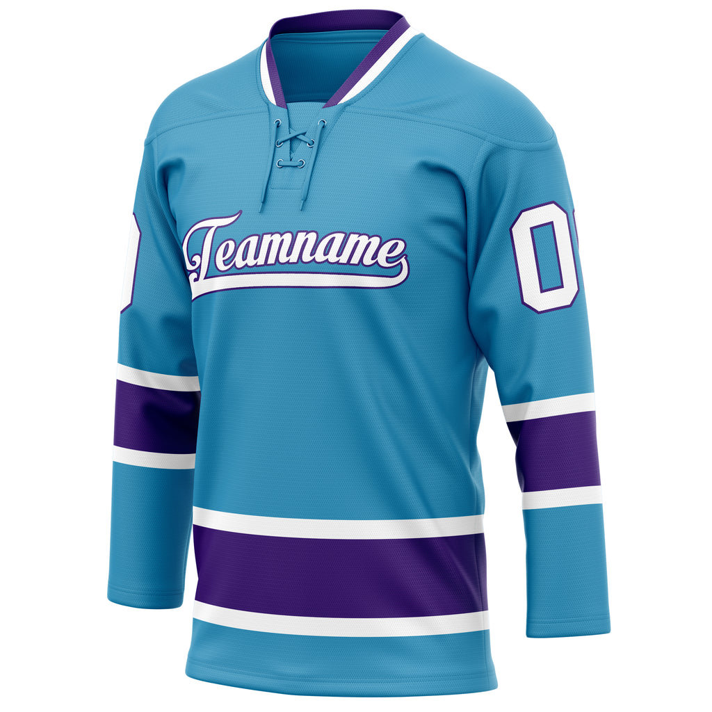 Personalized Panther & Blue Purple Solid Colour Hockey Jersey
