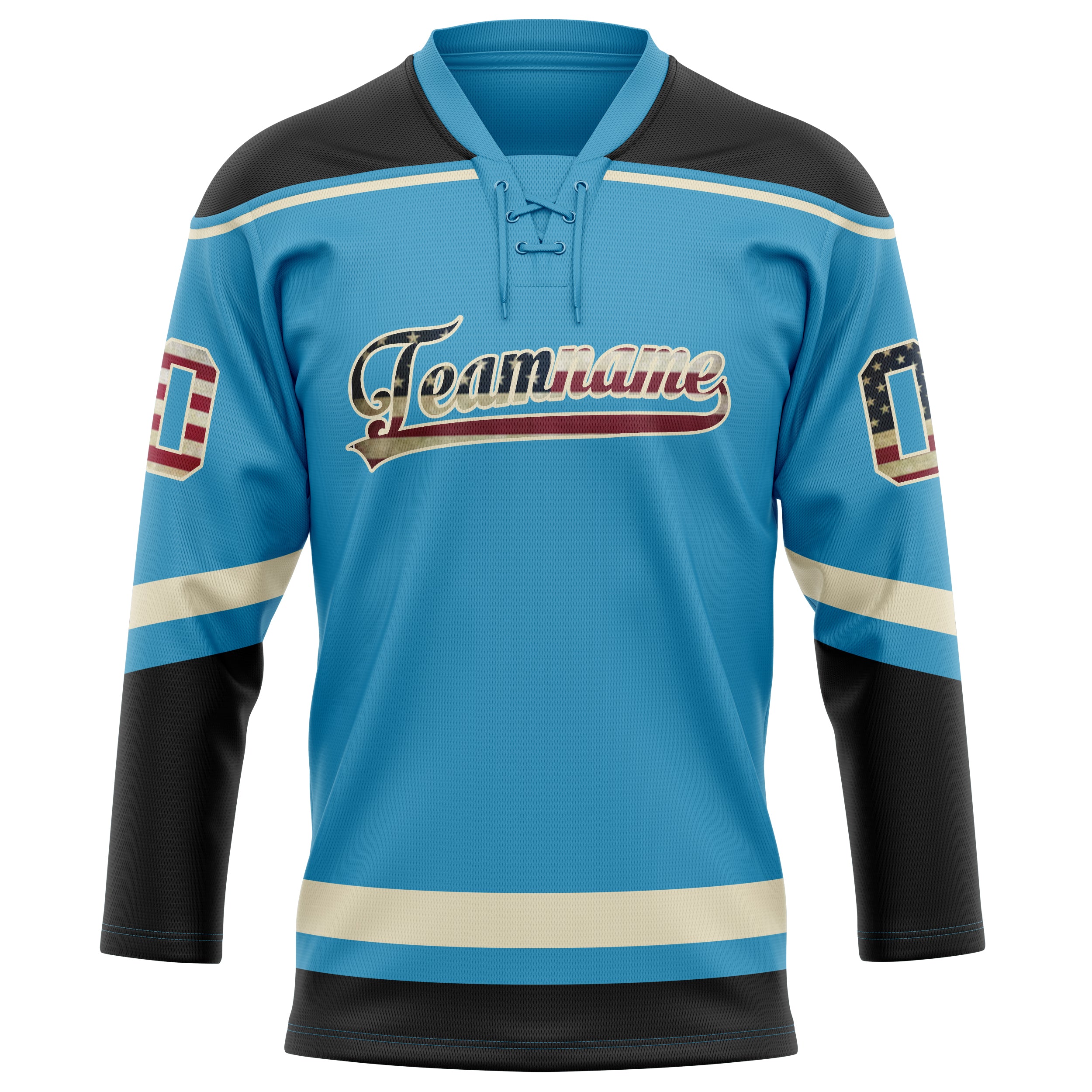 Personalized Panther & Blue Black Solid Colour Hockey Jersey