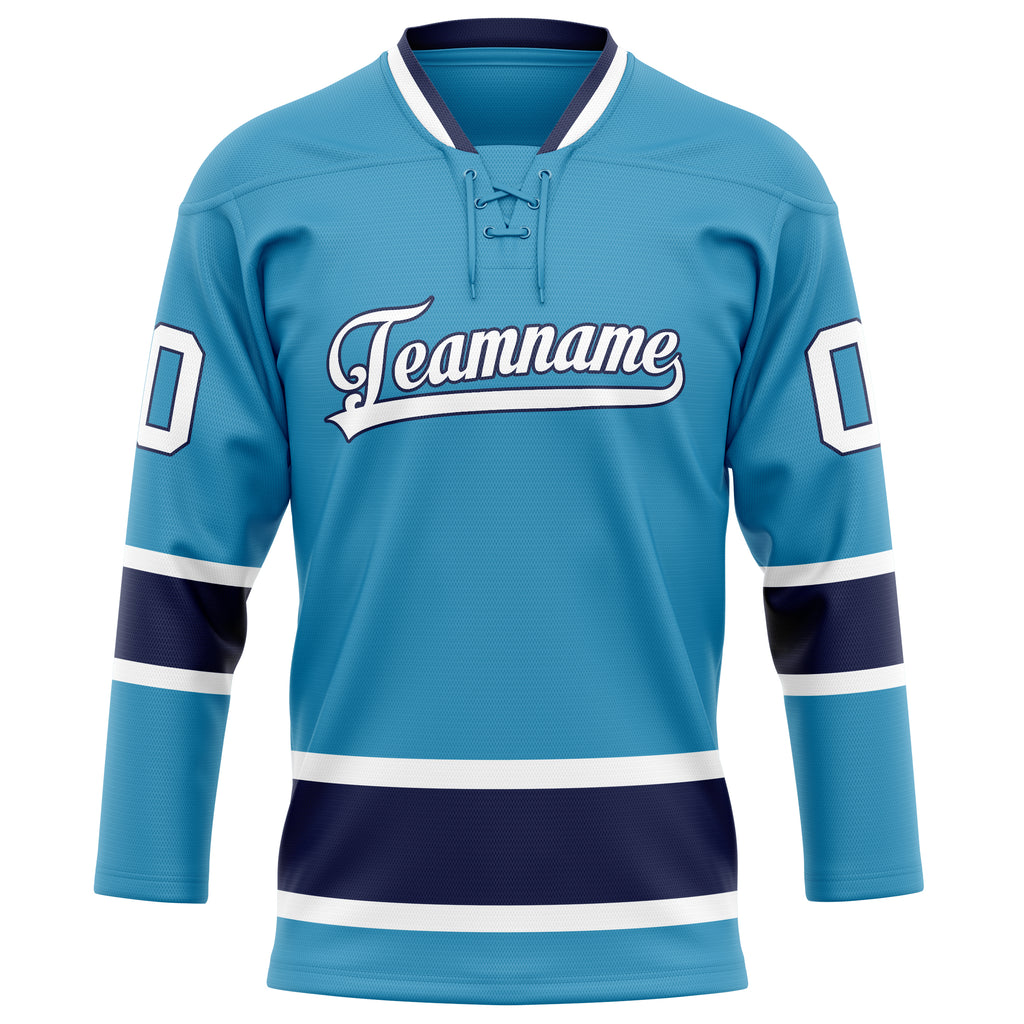 Personalized Panther & Blue Navy Solid Colour Hockey Jersey