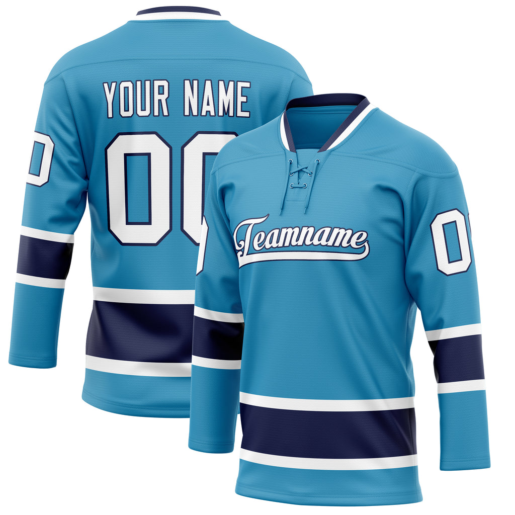 Personalized Panther & Blue Navy Solid Colour Hockey Jersey