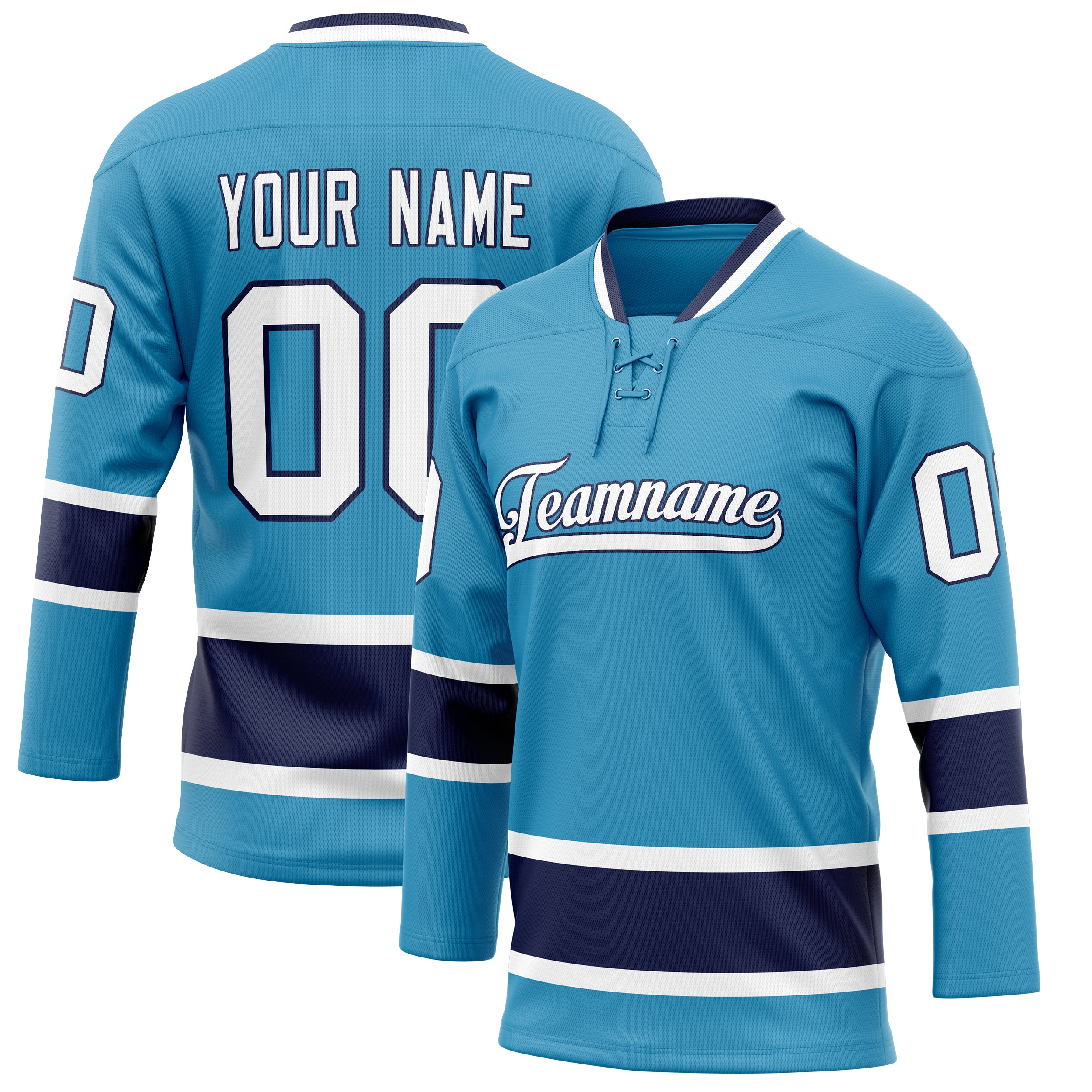 Personalized Panther & Blue Navy Solid Colour Hockey Jersey