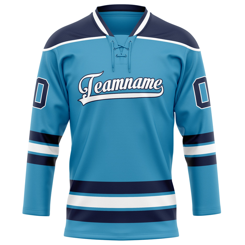 Personalized Panther & Blue Navy Solid Colour Hockey Jersey
