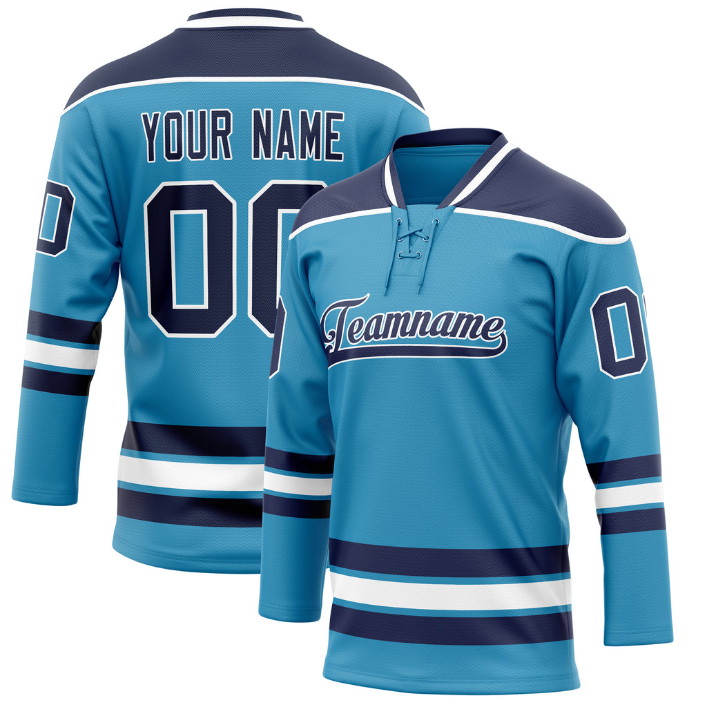 Personalized Panther & Blue Navy Solid Colour Hockey Jersey