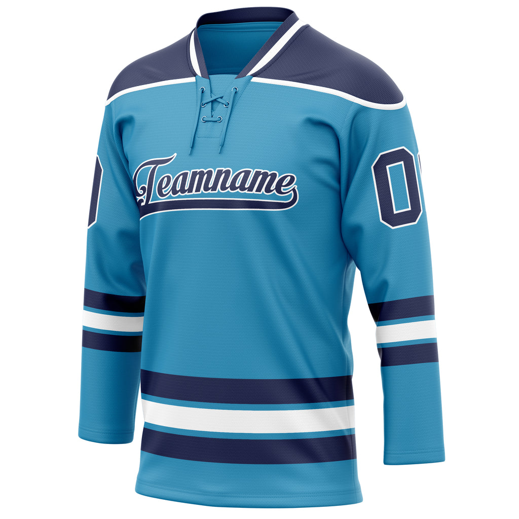 Personalized Panther & Blue Navy Solid Colour Hockey Jersey